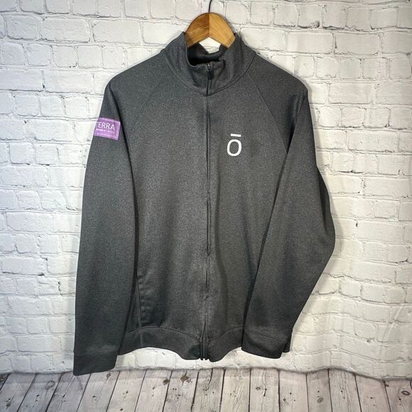 Alo Yoga Jacket Womens Large Full Zip Gray DoTerra Patch Run Sports - Picture 1 of 8